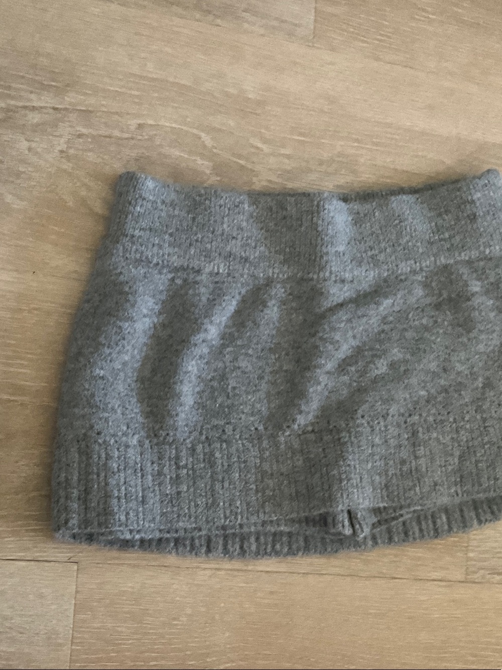 Cozy Gray Knit Mini Skirt - Soft Rib Waist